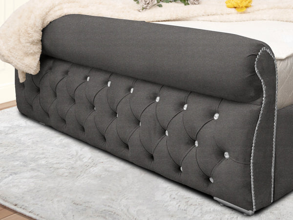 Swan Sleigh Chesterfield Upholstered Bed