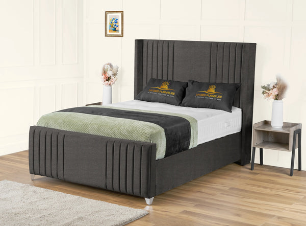 Elise lined winged Upholstered Bed