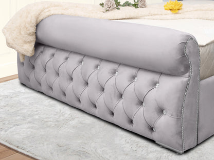 Swan Sleigh Chesterfield Upholstered Bed