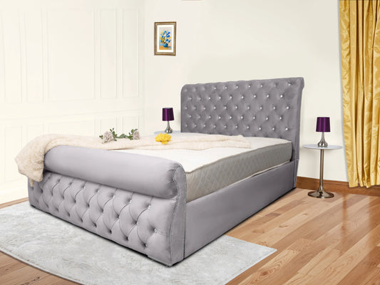 Swan Sleigh Chesterfield Upholstered Bed