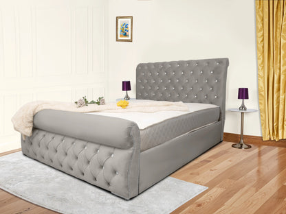 Swan Sleigh Chesterfield Upholstered Bed