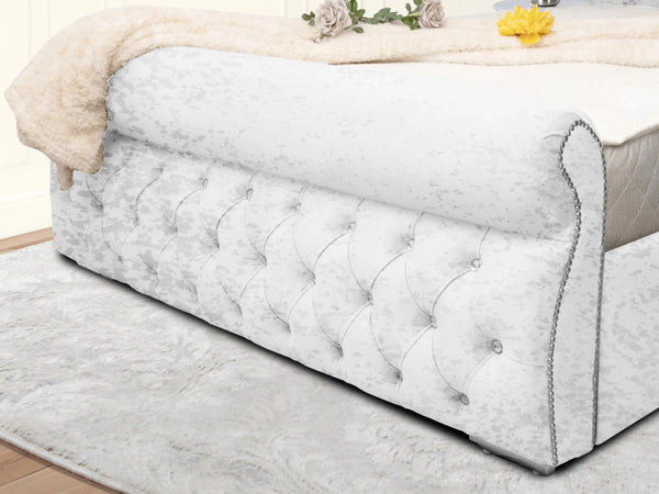Swan Sleigh Chesterfield Upholstered Bed